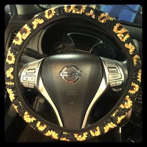 Steering wheel cover sunflowers